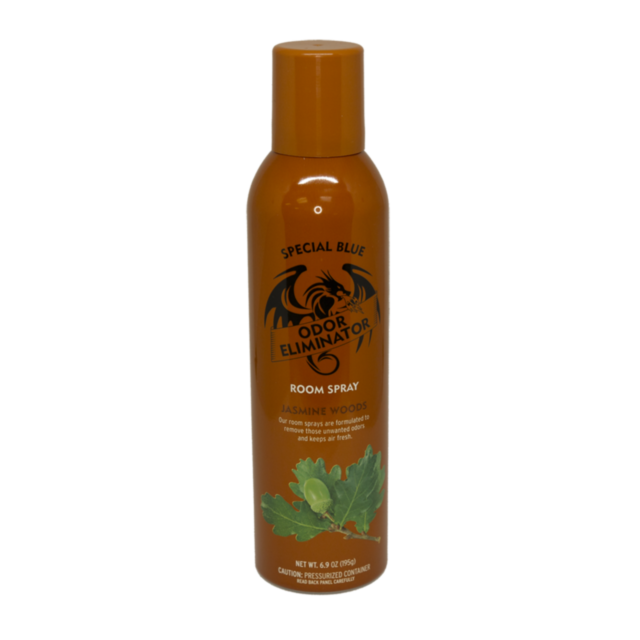 A green background features a stylized white rocket ship inside a circle, surrounded by sparkling stars, evoking the refreshing lift of Special Blue Odor Eliminator Room Spray in Jasmine Woods. Above, the text "No Image" suggests an experience that transp