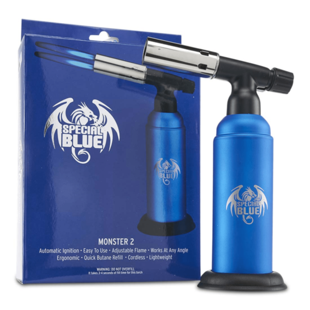 Green background featuring a gray rocket icon that evokes the label of a Special Blue Monster Double Torch Blue, along with the text No Image.