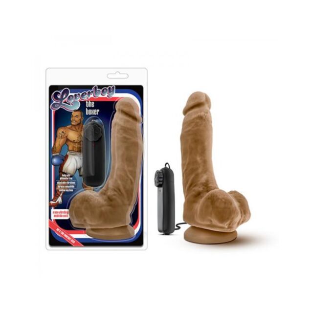 A green background with "No Image" in bold white text at the top. Below, a white icon depicts the Coverboy The Boxer 9in Vibe Dildo Chocolate launching upwards like a rocket, surrounded by a circle and stars.