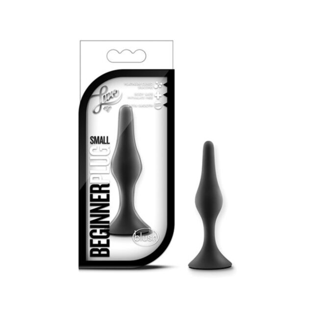The image displays a placeholder graphic featuring a rocket icon with a tapered tip within a circle, set against a green background. Above it, the words "Luxe Beginner Plug Small Black" are written.