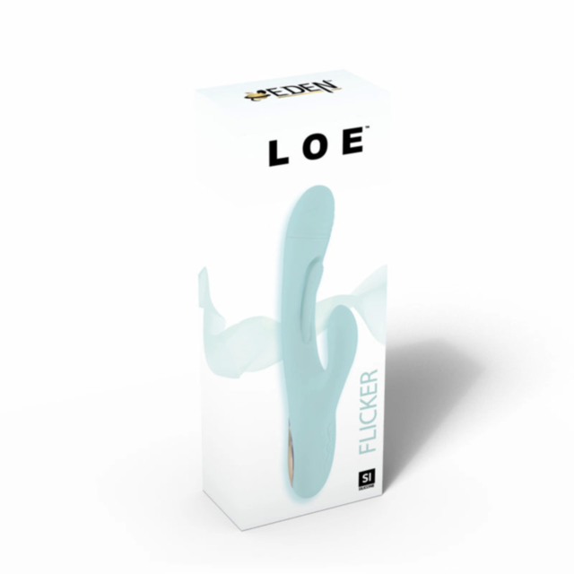 A mint green background features a white silhouette of a rocket inside a circle, dotted with stars, evoking the spirit of exploration associated with the Eden-LOE Flicker Sil Rechargeable Rabbit-Mint. Text above reads No Image.