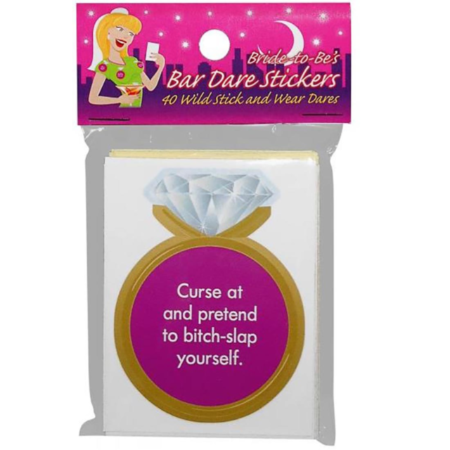 Enhance your bridal or bachelorette party invites with the Bride-To-Be Dare Stickers, featuring a green image placeholder with a white rocket icon encircled by star-like shapes and the text "No Image" at the top for added flair.