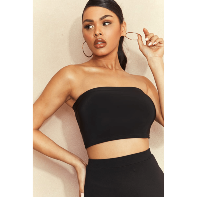 The product display features a cropped placeholder with a sleek gray rocket inside a circle, surrounded by stars, accompanied by the text "No Image" above for the item Bandeau Top Black.