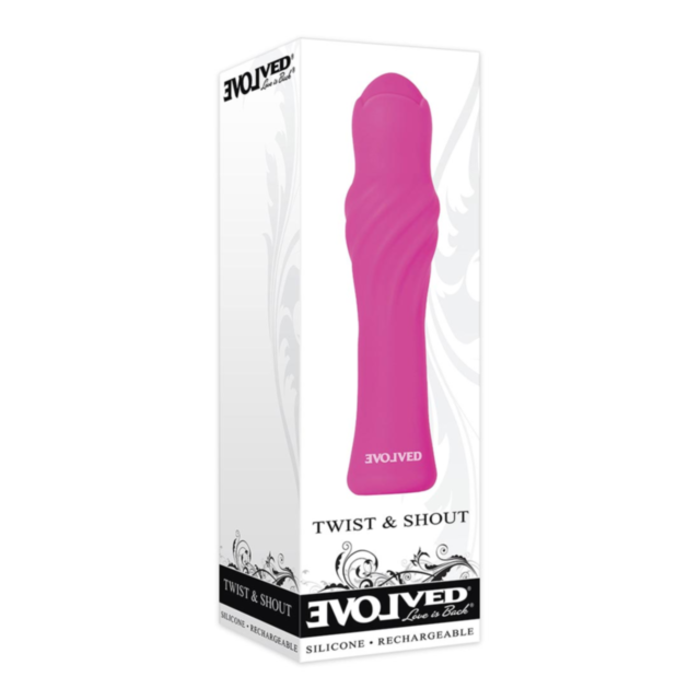 A green backdrop features the words "No Image" in white at the top. Below, a white icon of a rocket ship, reminiscent of an Evolved Twist & Shout Rechargeable Pink silicone vibrator, soars through a circle adorned with stars.