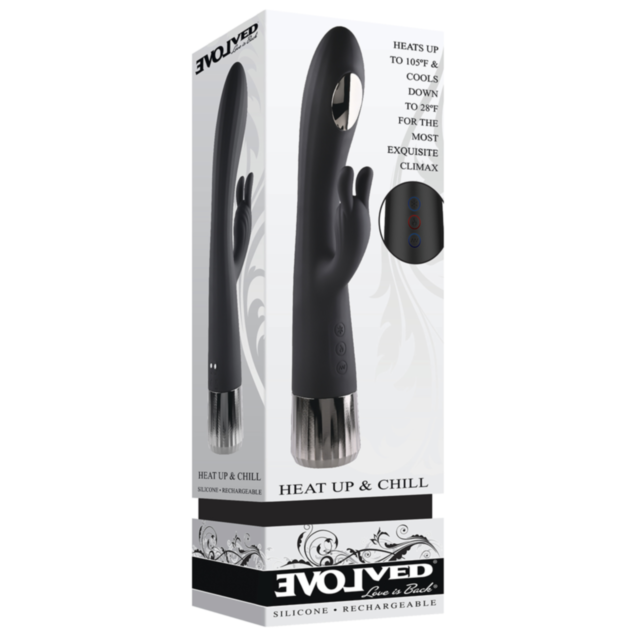 A light gray rocket icon inside a circle on a green square, encircled by stars, with the words "No Image" above it, suggesting the thrilling journey of exploring an Evolved-Heat Up&Chill-Blk Chrome dual stimulator adventure.