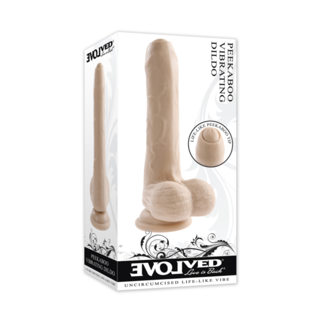 A green background features a graphic illustration of a rocket ship encircled, evoking the image of a planet surrounded by stars. The text above reads "No Image." A silicone sleeve adds an innovative touch to the Evolved-Peek A Boo Vib Dildo-Light, symbol