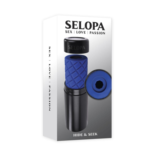 A green image features a light gray rocket surrounded by stars, with the text "No Image" positioned above it. The design of the Evolved-Selopa-Hide&Seek Stroker is sleek, phthalate and latex-free, highlighting its safe and modern appeal.