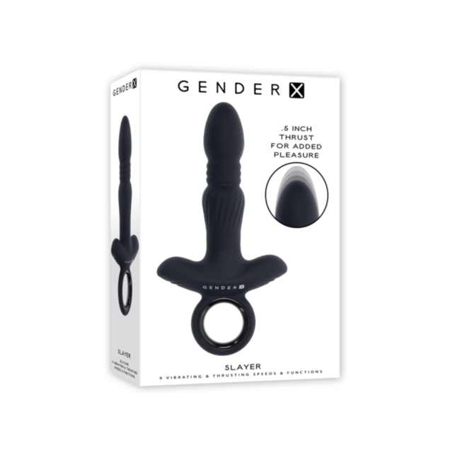A green image features a gray rocket icon surrounded by stars and a circular border, evoking the powerful essence of the Evolved-Gender X Slayer vibrator, with the words "No Image" prominently displayed at the top.