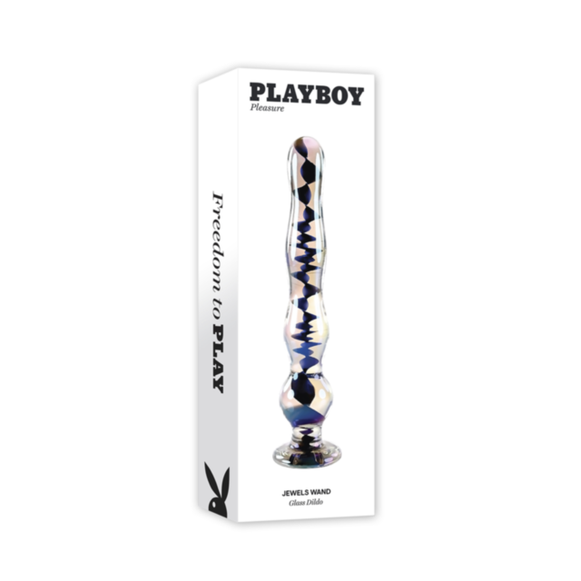 A green background features a gray circular emblem with a stylized rocket and stars, while the text "No Image" is displayed above this emblem for the Evolved-Playboy Jewel Wand-Iridescent.
