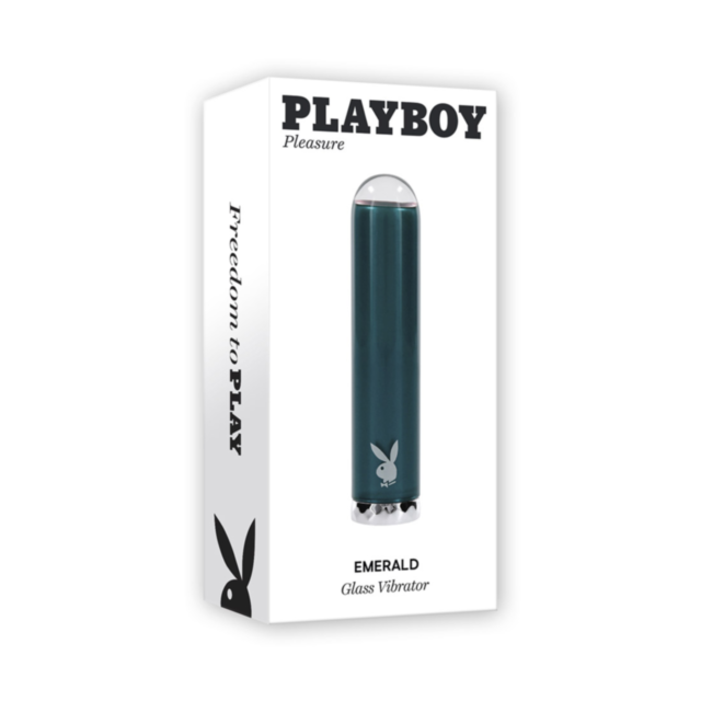 An image placeholder featuring a deep teal background displays a gray rocket encircled by stars, with the text "No Image" gently hinting at the sleek design of the Evolved-Playboy Emerald Glass Vibe.