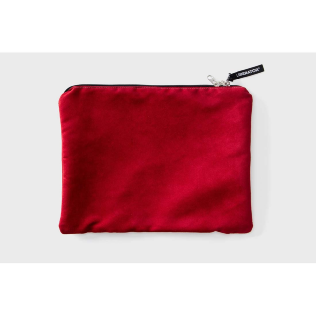 A vibrant cherry-colored illustration with white text displaying "No Image" is set above a depiction of a water-resistant rocket surrounded by stars and planets, representing the Zappa Toy Bag Microsuede-Cherry.