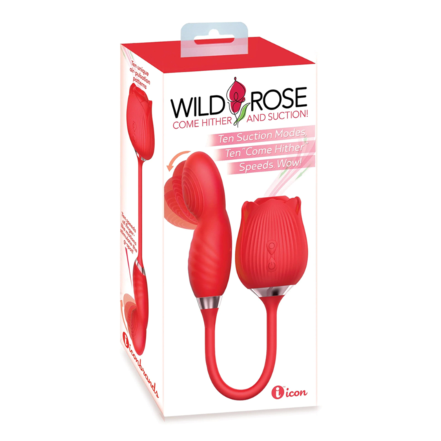 A green background features a gray rocket inside a circle, surrounded by stars. Above it, the text reads "No Image," capturing the captivating allure of the Wild Rose&Come Hither Rechargeable Sil Suction Vibe.