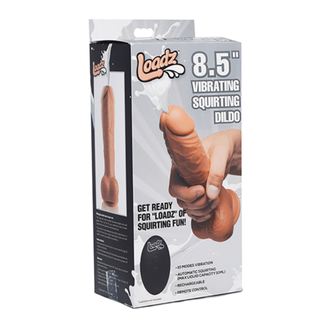 The placeholder image showcases a vibrant green background with a gray rocket icon orbiting a planet and stars, evoking the exciting anticipation associated with a wireless remote control XR Brands Loadz 8.5in Squirting Vib Dildo Medium. At the top, the t