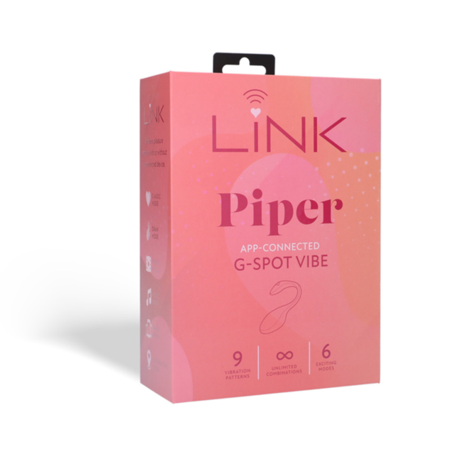A pink and gray graphic with the text No Image at the top. Below is an icon of a rocket flying around a planet with stars in the background, hinting at unlimited combinations for exploration of the Link-Piper-App Connected G-Spot Vibe-Pink.