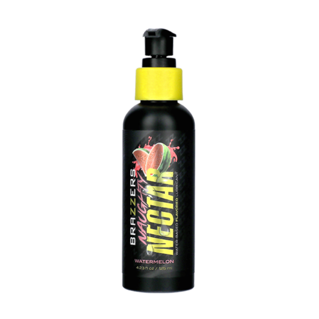 A rocket, flavored with watermelon and likened to Naughty Nectar Water Based Lubricant 4.23oz, launches into space, leaving a vivid trail against a lush green backdrop. It is surrounded by stars and circles, accompanied by the phrase No Image above it.