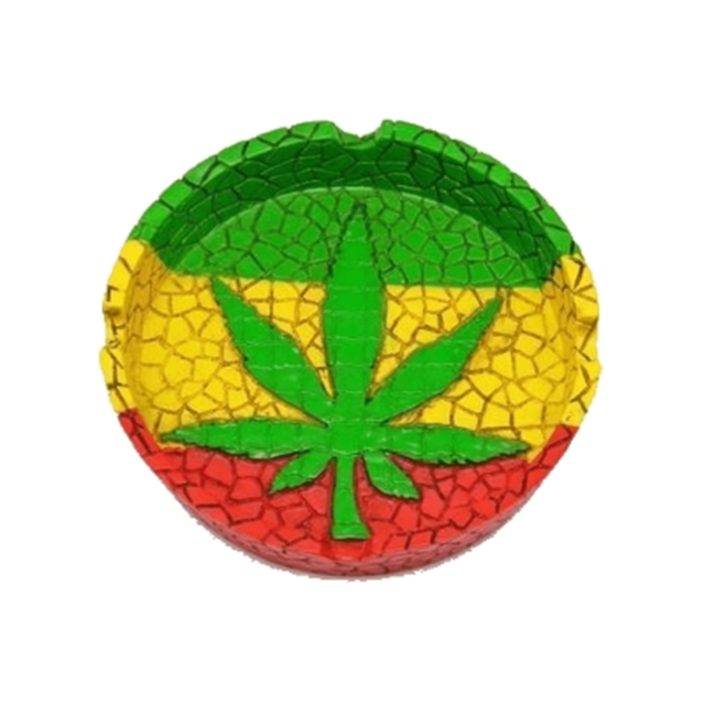The Rasta Leaf Ashtray showcases a green No Image placeholder with a light gray rocket icon and stars encircled within the design, adding a touch of Rasta decor.