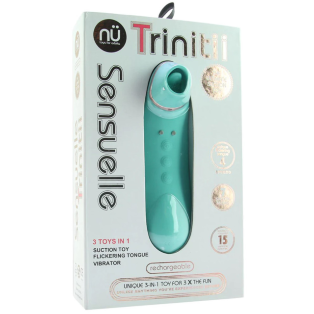 Sensuelle-Trinitii Suction Tongue Vibe-Blue Teal