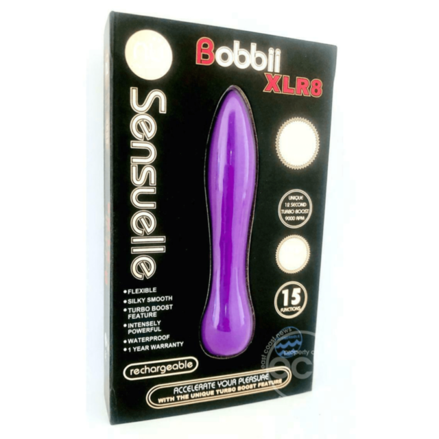 Ultra Violet background featuring white text stating No Image, accompanied by a white icon of the Sensuelle Bobbii XLR8 rocket soaring through a circular space surrounded by stars.